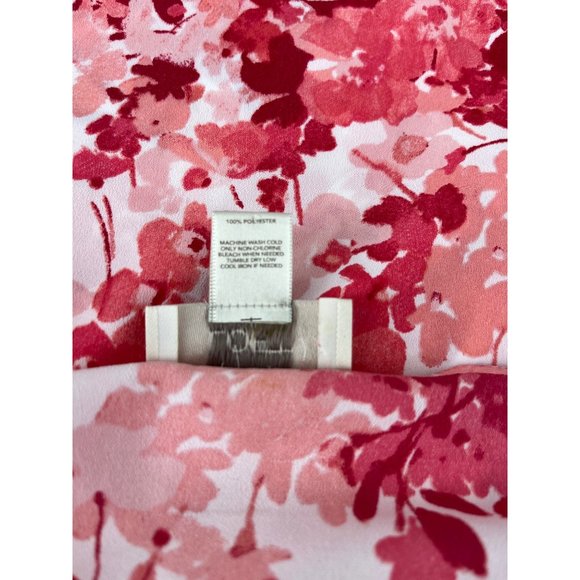 Ann Taylor Loft sleeveless top MP ruffle front floral red white pink - Picture 6 of 7